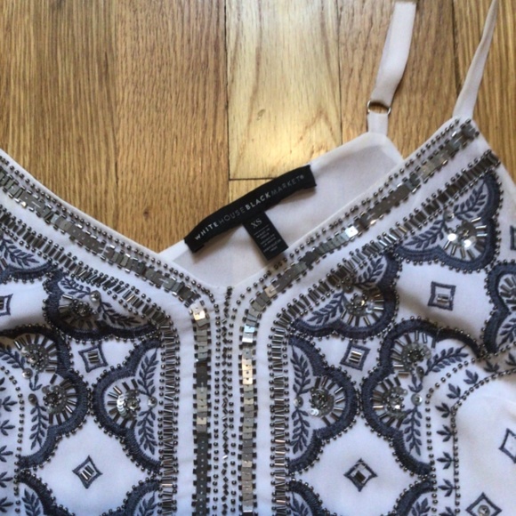 WHBM White Beaded Embellished Gadsby Lined Camisole size xs - Picture 4 of 7